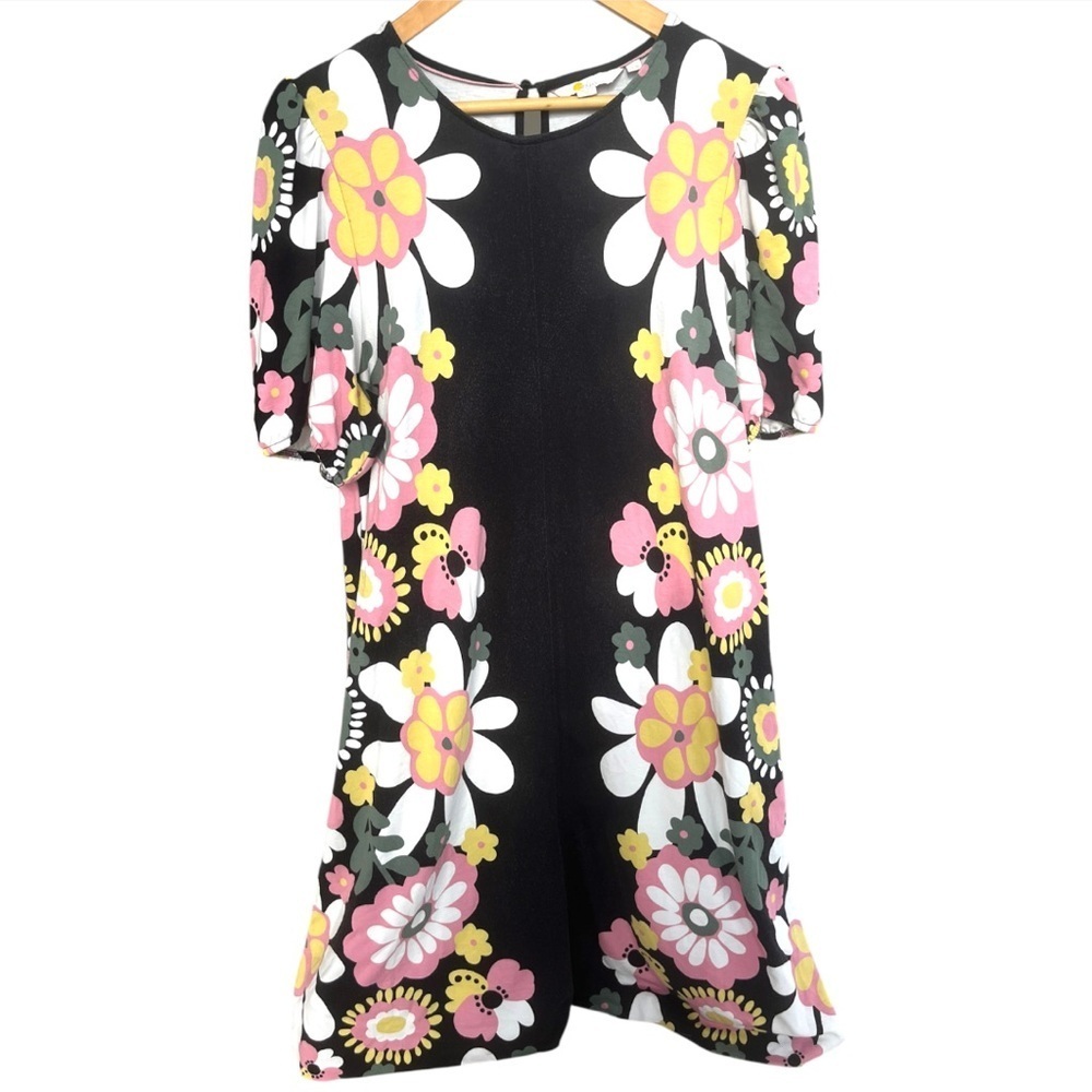 Boden Black Flora Bloom Mini Dress